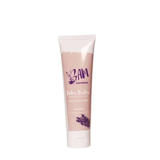 Palm Balm Lavender (100ml) - BAM Cosmetics Store, natural skincare products, heel salves, organic body butters, best moisturisers for dry skin, lotion, vegan hand lotion, luxury skincare, Shea butter skin benefits, body butters for glowing skin, body butters for winter skin, chemical-free body butters, paraben-free lotion, moisturizing, lotions, All-natural beauty products, self care, lavender 